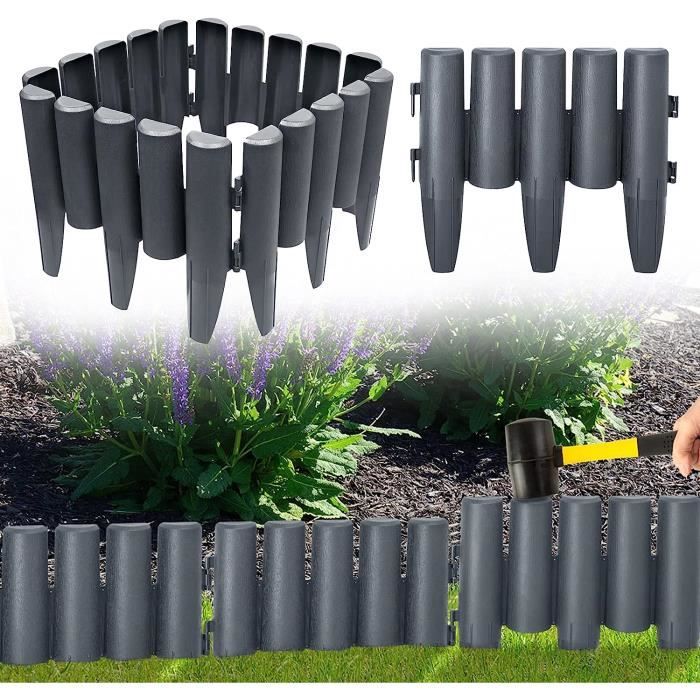 20 Bordures De Pelouse Métal Galvanisé Ikodm - 15cm Hauteur - 20m Total - Flexible Et Ajustable - Argenté