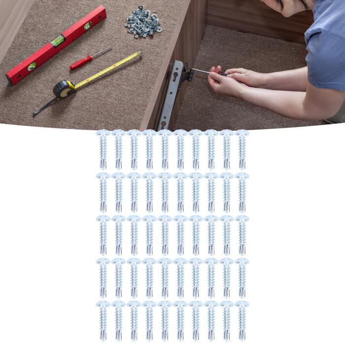 HIB Vis autoperceuse Lot de 50 vis autoperceuses en acier au carbone