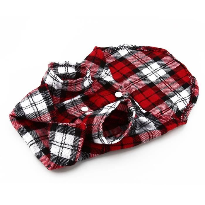 Meilleurs prix pour Vvikizy T-shirt à revers à carreaux pour chiot Nouveau petit chien de compagnie chiot Plaid t-shirt revers manteau animalerie robe