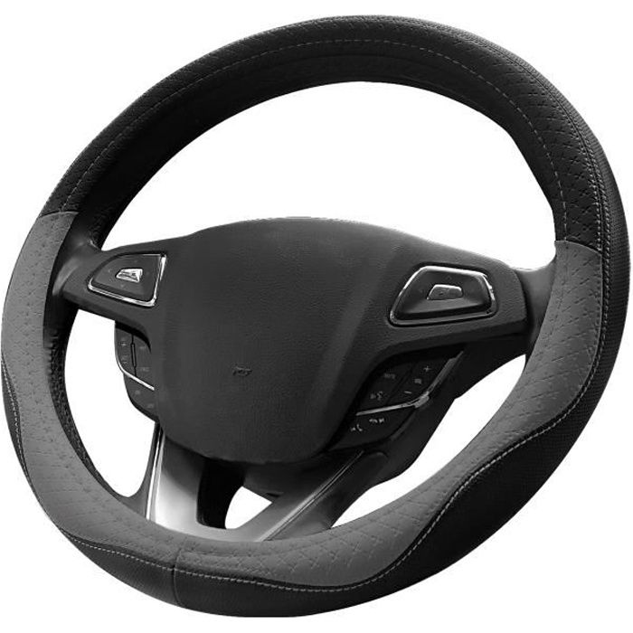 QWORK Couvre Volant Voiture Universel 37-38 Cm - Housse Antidérapante Avec Aiguille Et Fil, Confortable Et Élégante