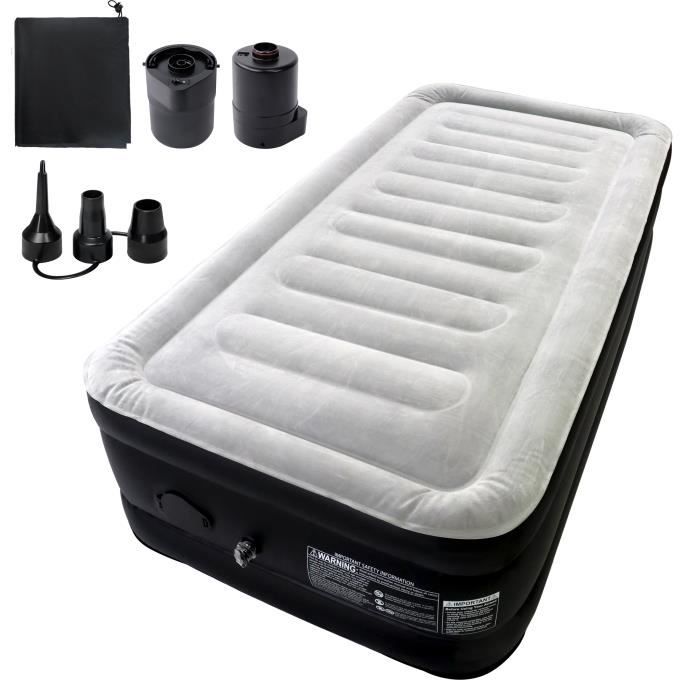Matelas gonflable - XMTECH - 187x90x46 cm - Pompe électrique intégrée - 2 places - PVC résistant