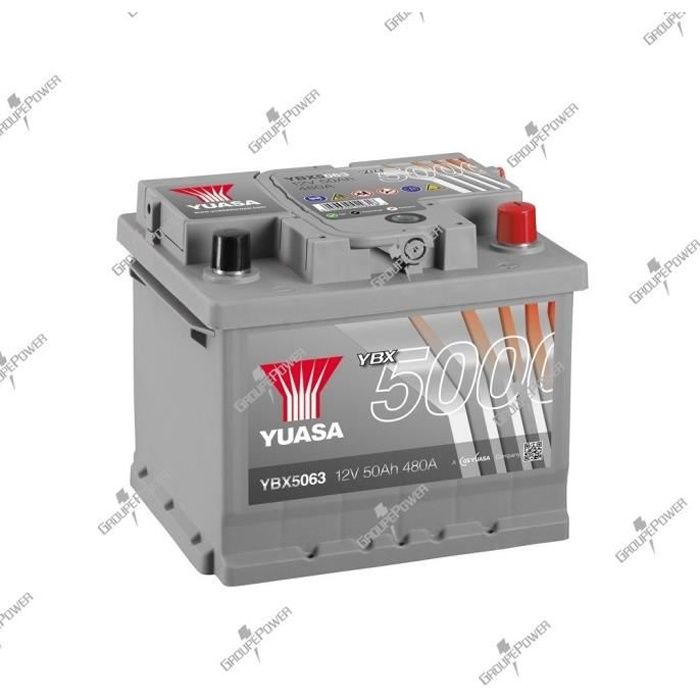 Batterie auto, voiture YBX5063 12V 50Ah 480A Yuasa Silver Haute Performance  - Cdiscount Auto