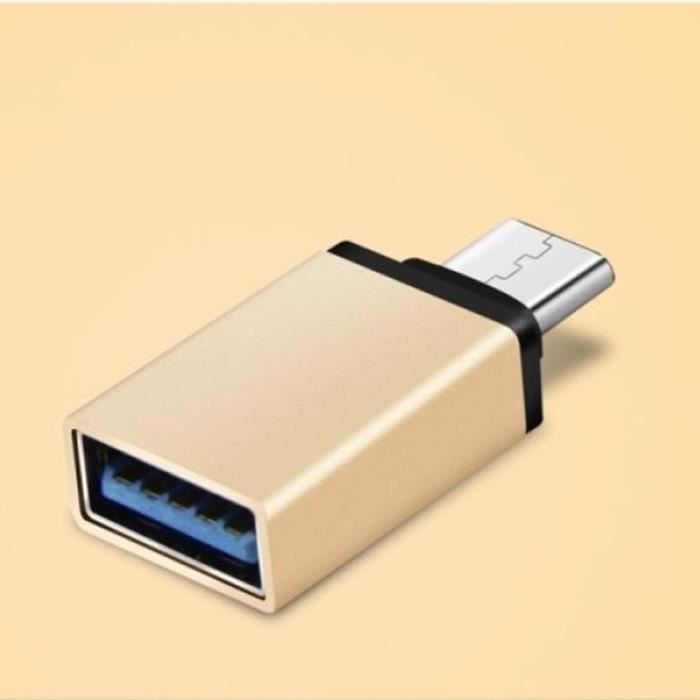 Câble Adaptateur USB-C Vers USB-A OTG - Compatible Xiaomi Redmi 10 2022 - Nylon Tressé, Aluminium - 19 Cm - 5
