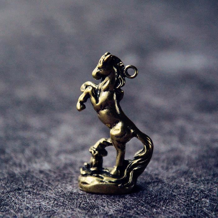 Petite Statue Ancienne En Cuivre - Char Antique Avec Chevaux Et Lancier - Sculpture Déco 12cm