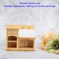 Cuque évier miniature 1:12 1:12 Mini accessoire de maison de poupée Meubles miniatures évier de cuisine réaliste lavabo en bois-1