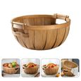 1pc Wooden Fruit Storage Basket Sundries Basket(Log Color)   PANIER A LINGE-1