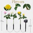 TD® Lampe solaire extérieur jardin LED bouquet de 3 fleurs pot décoratives artificielles de jardin de lanterne  éclairage terrasse-1