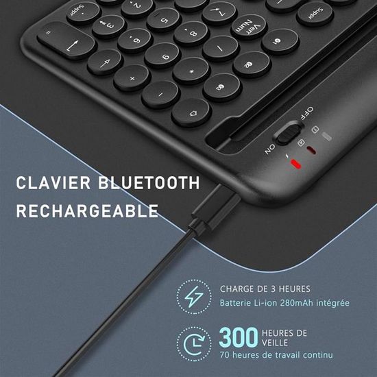 Clavier Bluetooth sans Fil pour Tablette 7,912,9 PoucesConnecter 1 à 3  AppareilClavier Azerty Rechargeable pour Tablette Sams [3] - Cdiscount  Informatique