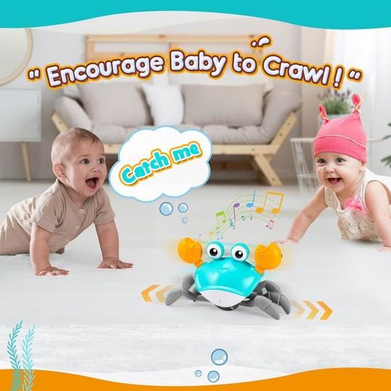 Jouet Bébé Crabe Musical Qui Marche & Évite Les Obstacles - Cadeau 1-3 Ans Fille Garçon