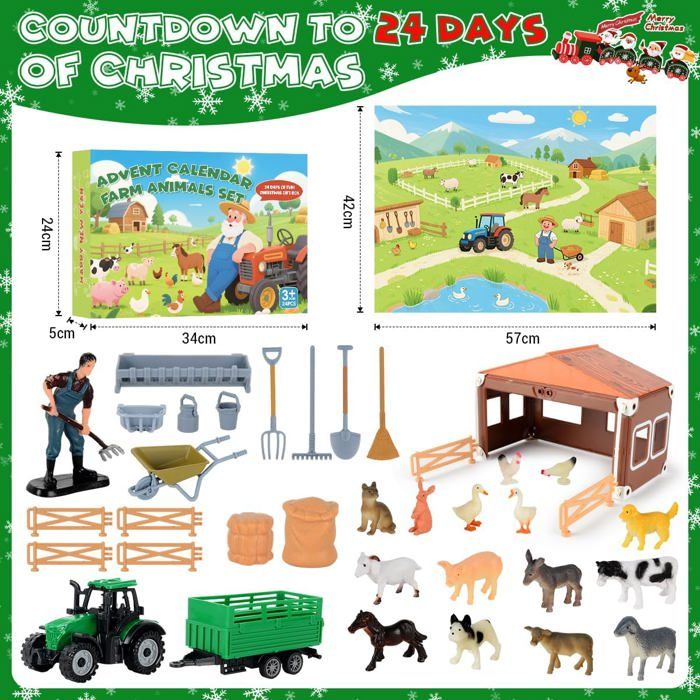 Calendrier De L'Avent 2025 Avec Tracteur Et Véhicules - Avec Compte à