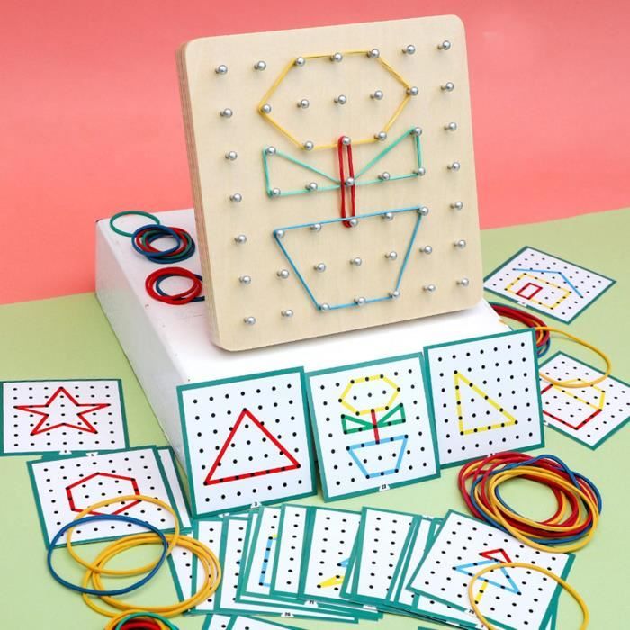 Géoplan en bois Set Geometry Board Montessori Jouets en bois pour