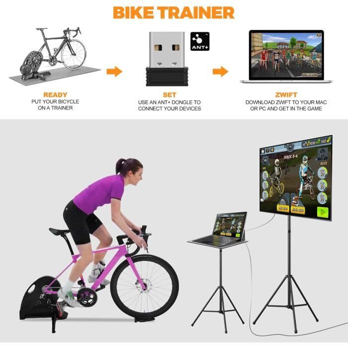 Clé Ant+ pour Zwift, Ant+ USB Stick Dongle Compatible avec Garmin  Forerunner Sunnto PerfPRO Studio Rouvy BKOOL CycleOps A305 - Cdiscount  Informatique