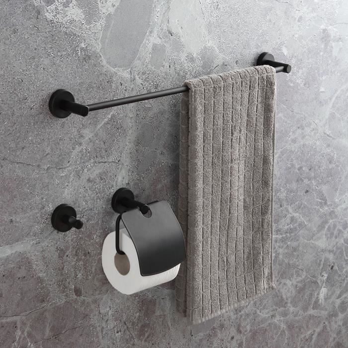 Ensemble de 4 accessoires pour salle de bain - Noir mat - Nox