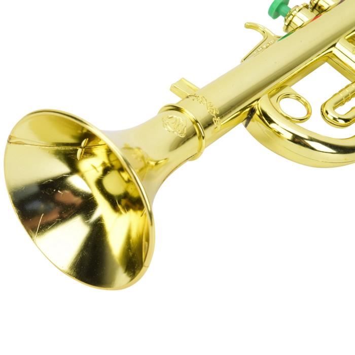 Trompette Jouet Pour Enfants - Instrument De Musique En Plastique PP Sûr, Avec Valves, Dorée
