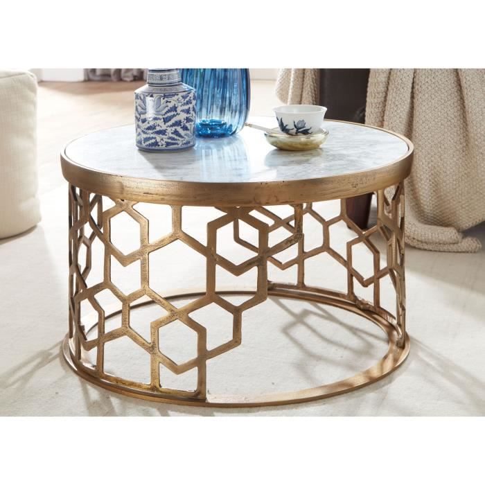 Table Basse Galet en Céramique effet Marbre