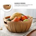 1pc Wooden Fruit Storage Basket Sundries Basket(Log Color)   PANIER A LINGE-2