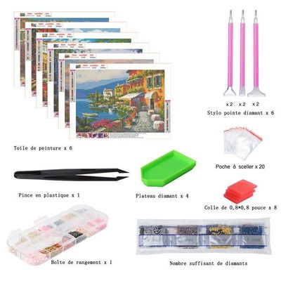Lot De 4 Kits De Peinture Diamant 5D Pour Adultes, Art Diamant Animal