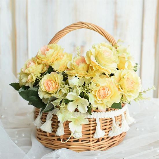 Lot De 4 Mini Paniers Tressés Blancs - Décoration Mariage, Pâques, Noël - Panier à Fleurs, Pique-nique, Décoration Maison