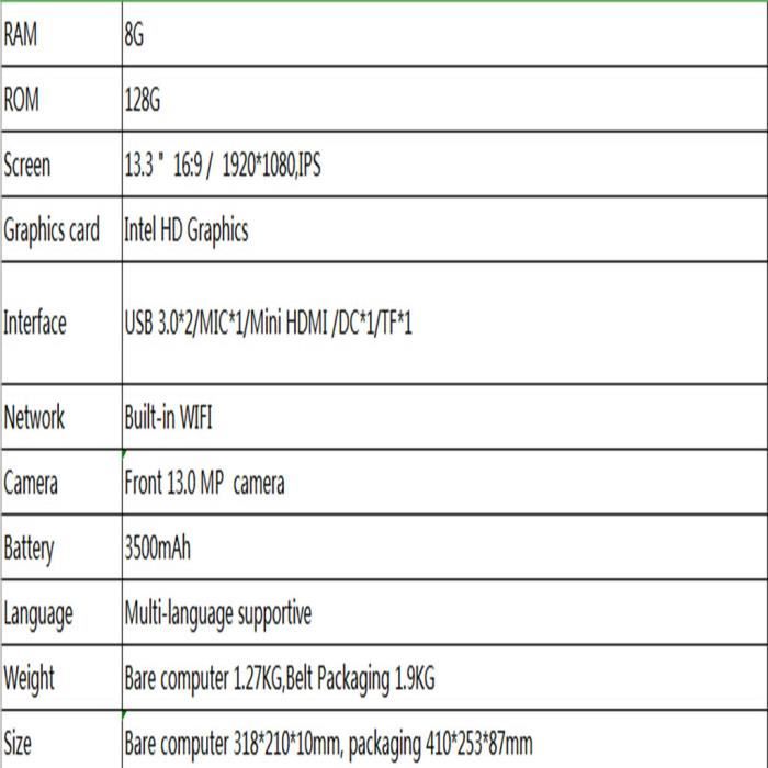 Top qualité 13,3 pouces PC portable Intel2