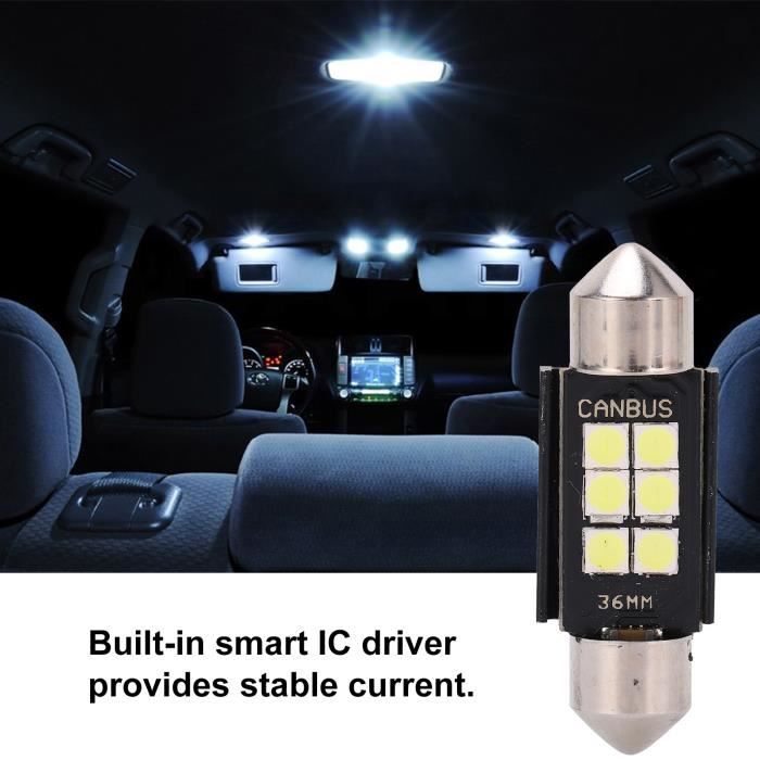 Dilwe Ampoule LED de voiture 4pcs 1.4in Ampoules LED 330LM 6000K pour  éclairage de plaque d'immatriculation Plafonnier moto bord - Cdiscount Auto