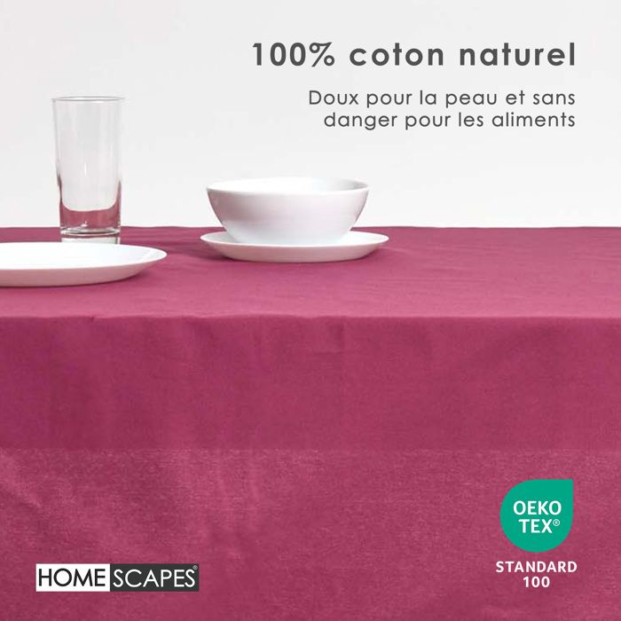 MyVorrei Nappe De Couleur Unie Carrée 100 % Coton 220 X 220 Cm Avec 8