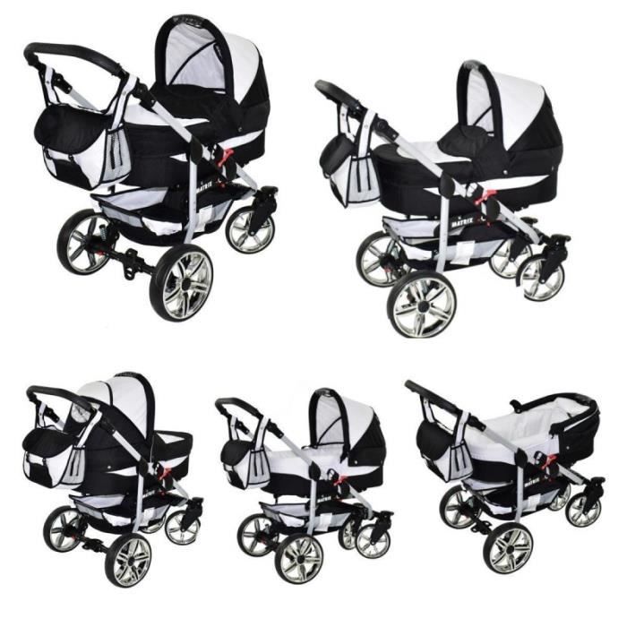 Poussette Lux4Kids Matrix 2 blanc l opard 3en1 avec si ge auto
