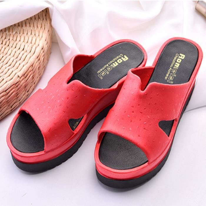 Escarpin Femme JS Talon compense en plastique a fond epais Rouge Achat Vente Escarpin Femme JS Talon compense en plastique a fond epais Rouge pas cher Cdiscount