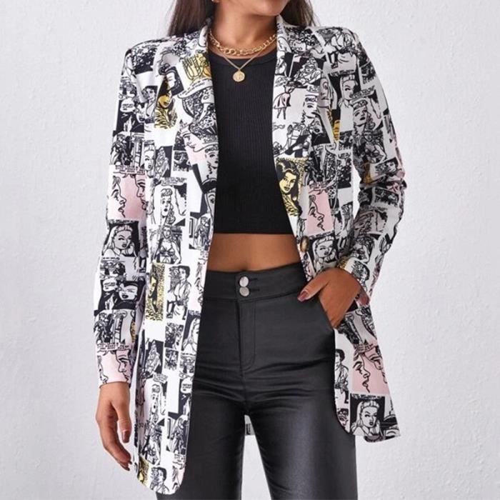 Femmes Paillettes Blazer Casual Sequin Manches Longues Veste Glitter Party Brillant Manteau Rave SurvêTement Doudoune pour SoiréE Cocktail CéRéMonie FêTe Danse Bal Club (Color : Blue, Size : S