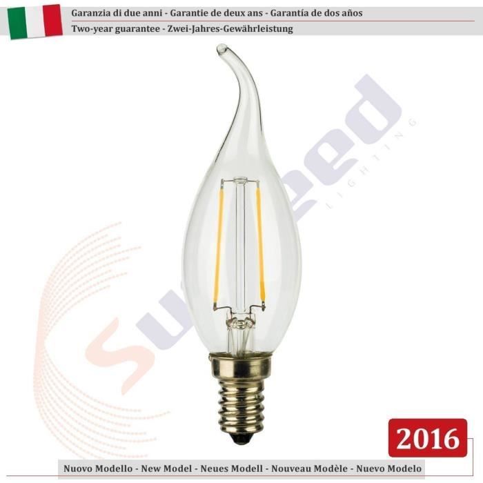 Ampoule E14 à LED à incandescence filament en forme de flamme Edison