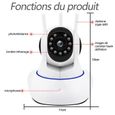 Caméra Surveillance WiFi, 2MP Caméra de Surveillance Intérieure - HD - Détection de Mouvement  Alertes - Vision Nocturne -Blanc-3