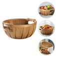 1pc Wooden Fruit Storage Basket Sundries Basket(Log Color)   PANIER A LINGE-3