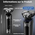 SEJOY Rasoir Électrique Hommes 3D Flottante Rechargeable 5 En 1 Tondeuse Barbe&Nez, Brosse de Nettoyage de Visage, IPX7-3