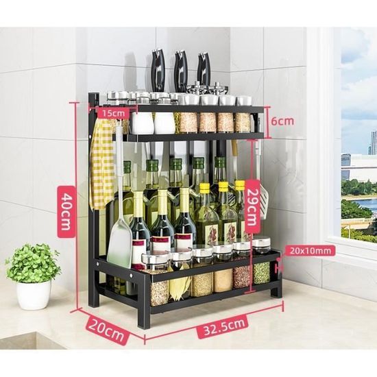 Étagère à épices Extensible 4 Niveaux - Rangement Cuisine Pour Comptoir Ou Placard - Lot De 2