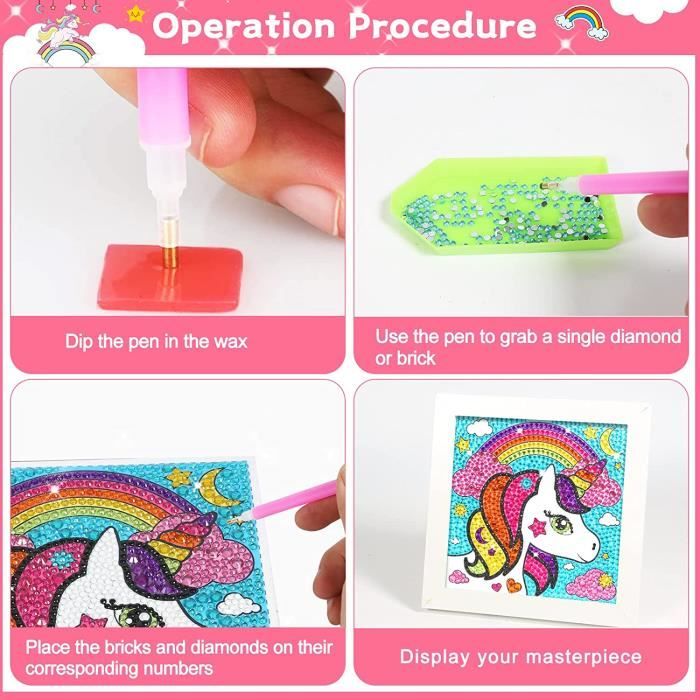 Jieyisier Peinture Diamant Licorne Avec Cadre En Bois, Kit De