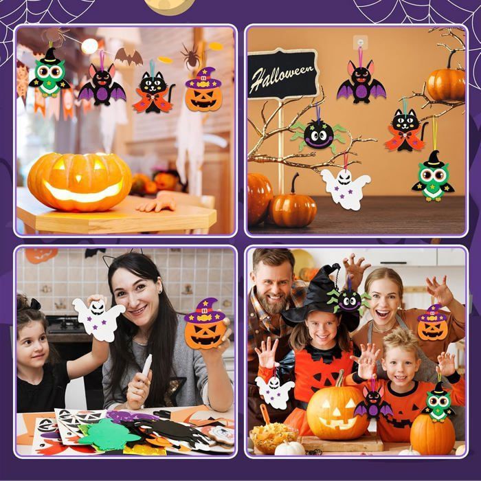 Bricolage maternelle : créer des citrouilles, fantômes et chauves-souris d' Halloween avec des feuilles mortes