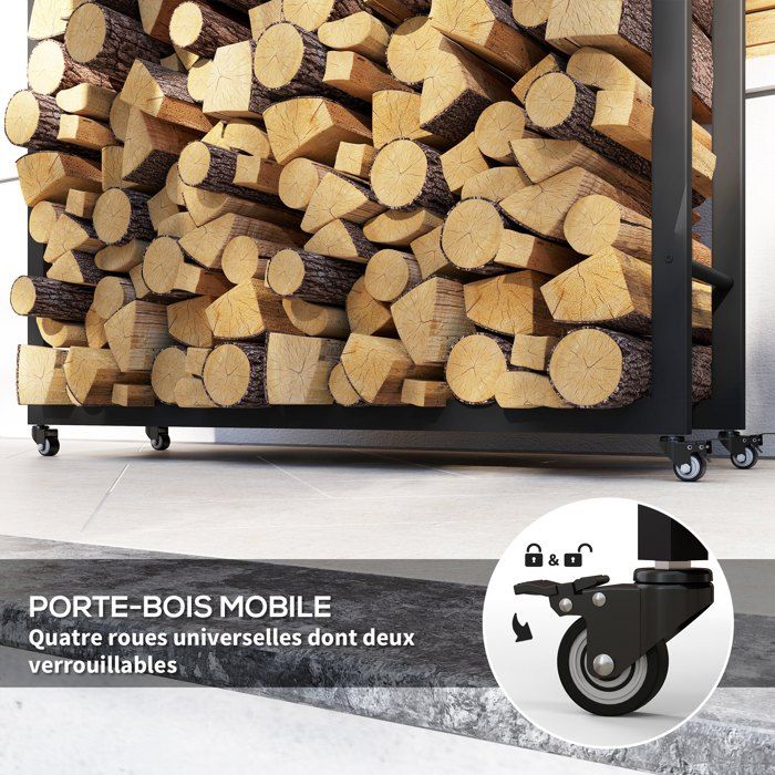Range Bûches Outsunny Porte-bûches - Range-bûches - Dim. 240L X 36l X