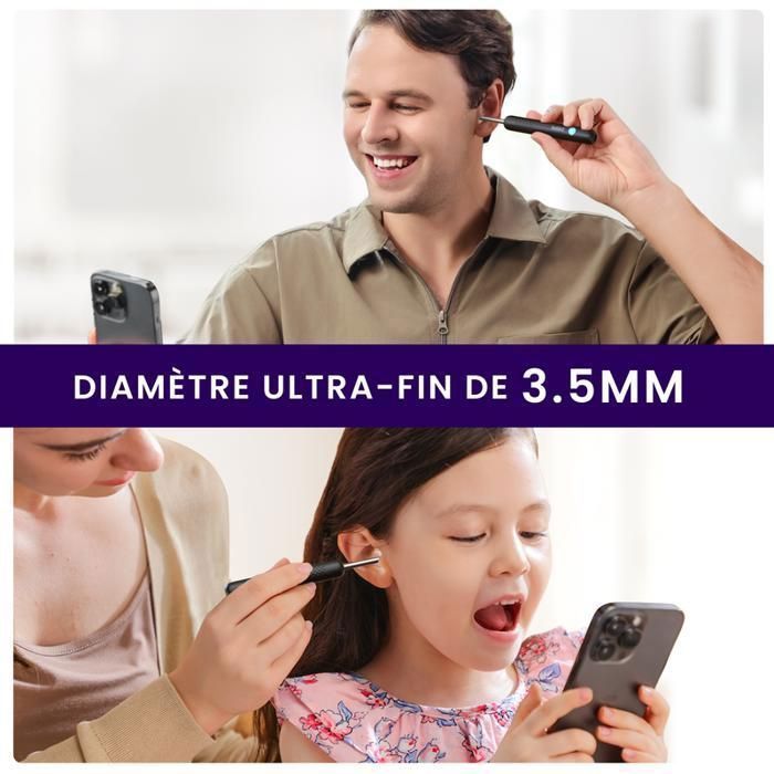 Kit Otoscope Caméra Pour Oreille - Connexion IOS/Android, HD, Pour Enlever Le Cérumen, Neuf