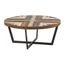 Table Basse Ronde Metal Noir Plateau Sapin Naturel Avec Motif 35
