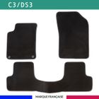 AUTOSWEET Tapis de voiture - Sur Mesure pour C3 / DS3 (2009 - 2019) - 3 pièces - Tapis de sol antidérapant pour automobile