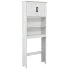 Meuble WC dessus de toilette kleankin meuble toilettes WC tangement avec niches placard à double porte étagère réglable, blanc