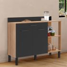 IDMARKET Buffet bas de cuisine 120 CM CINA plan de travail H.83 cm 2 portes + tiroir façon hêtre et noir