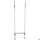 KBT Trapèze en bois dur avec anneaux métal Cordes en chanvre synthétique