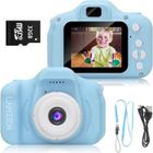 LAMZIEN appareil Photo pour Enfant, avec Carte TF 32Go, Ecran à 2,0 Pouces HD, 8MP/720P, Coque en Silicone Résistant aux Chocs, Bleu