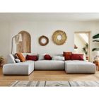 LISA DESIGN Onyx - canapé panoramique d'angle gauche 7 places - en tissu - Gris clair