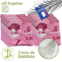 X10 Lingettes démaquillantes en bambou (90%) ultra douces et pour le soin des bébés lavables réutilisables made in France X10 éco
