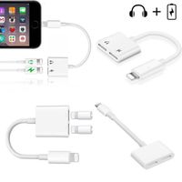 2X LOT Certifie Double Lightning Audio Charge Câble Adaptateur Qualité pour iPhone 7 7 Plus 8 X