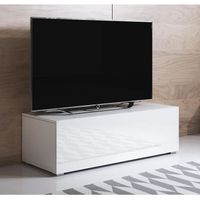 Meuble TV - DESIGN AMEUBLEMENT - LUKE H1 - Blanc Brillant - 100 x 32 x 40cm - 1 porte