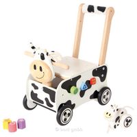 Chariot de marche en bois massif en forme d'animal avec jeu de formes et vache de jeu - Marque - Modèle