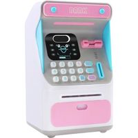 Reconnaissance faciale électronique ATM Saving Bank Password Coin Cash Bank Machine Jouet pour les enfants Éducation précoce Rose