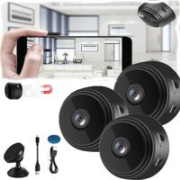 1080p HD MINI caméra de sécurité sans fil (Pack de 3) - surveillance magnétique intérieure / extérieure pour la maison